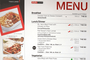 Thai Airasia inflight meals menu Image